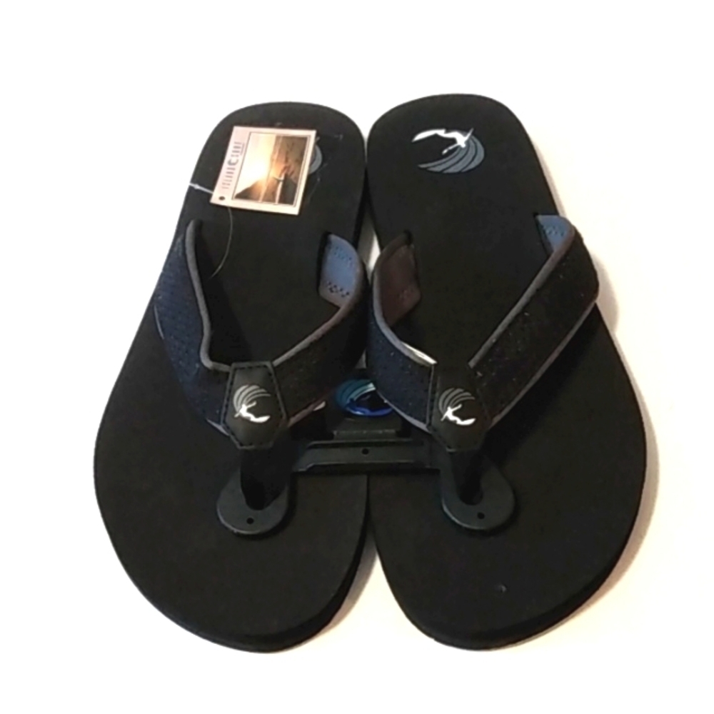 ISLAND SURF BLACK BAY FLIP FLOPS SANDALS SIZE 12 NWT
